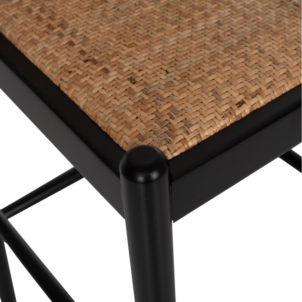 Σκαμπώ μπαρ από ξύλο/rattan σε μαύρο/φυσικό χρώμα 43.5x50x98