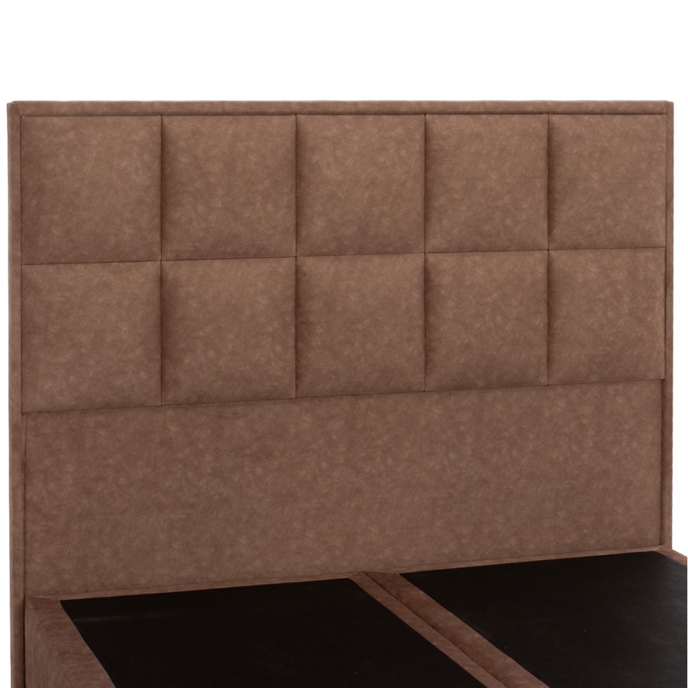 Κρεβάτι διπλό "ALBA" από ξύλο/ύφασμα σε χρώμα καφέ 150x200