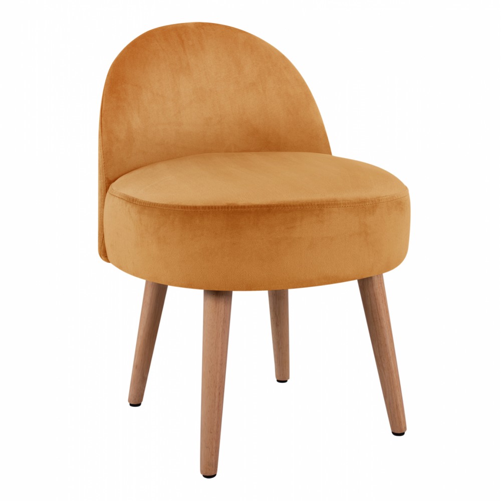 Σκαμπό με πλάτη "YASMINE" από βελούδο σε χρώμα χρυσό 47x43x63,5