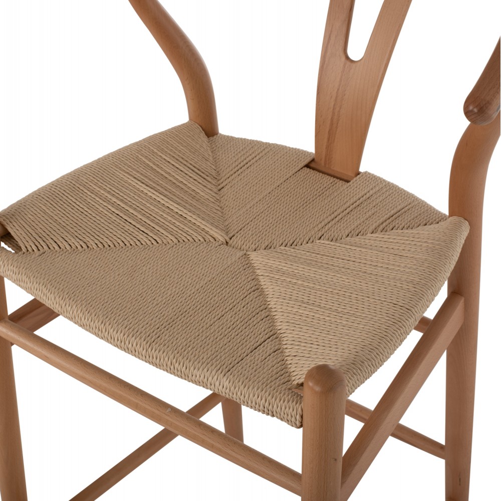 Σκαμπώ μπαρ "BRAVE" από ξύλο/σχοινί σε φυσικό χρώμα 48x53x100