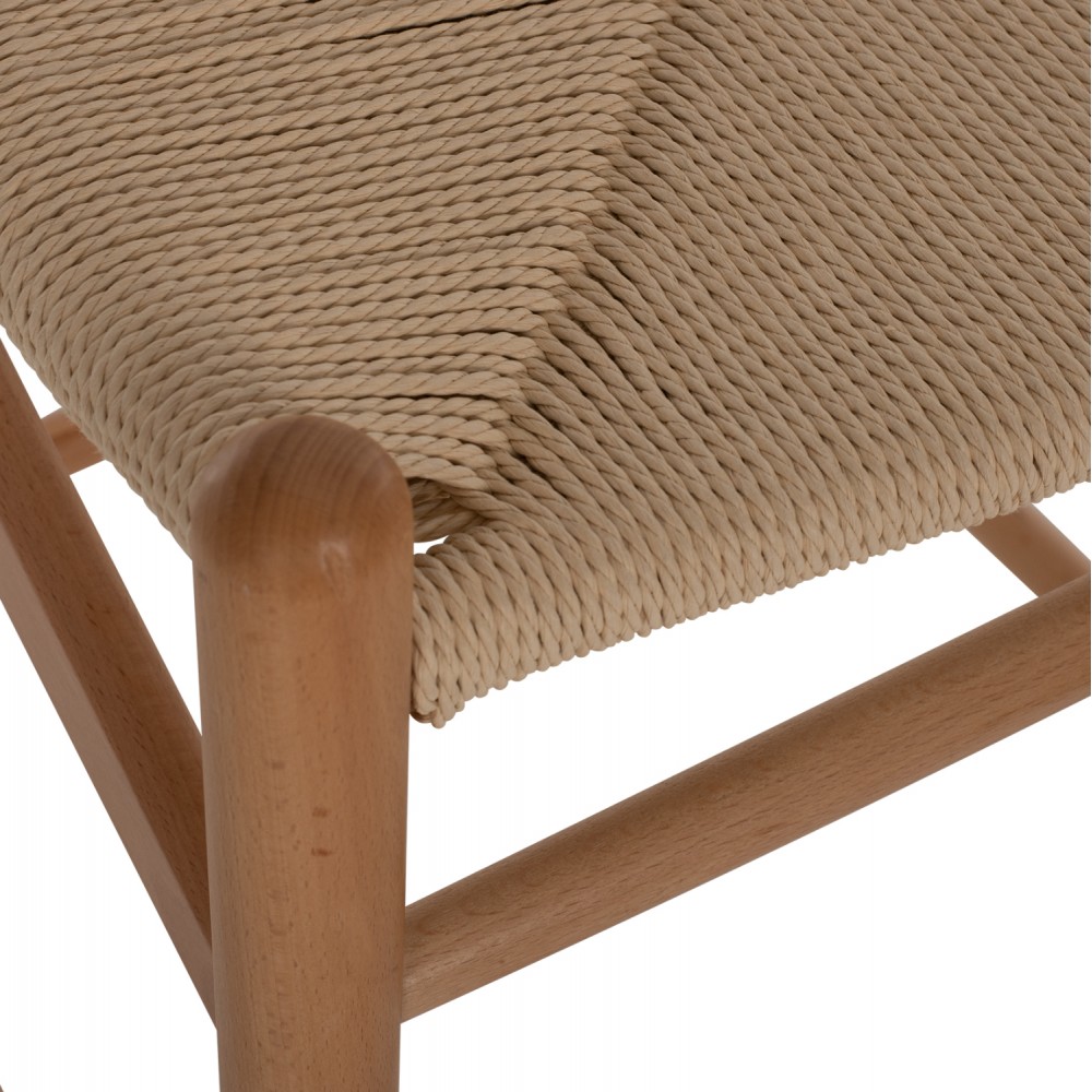 Σκαμπώ μπαρ "BRAVE" από ξύλο/σχοινί σε φυσικό χρώμα 48x53x100