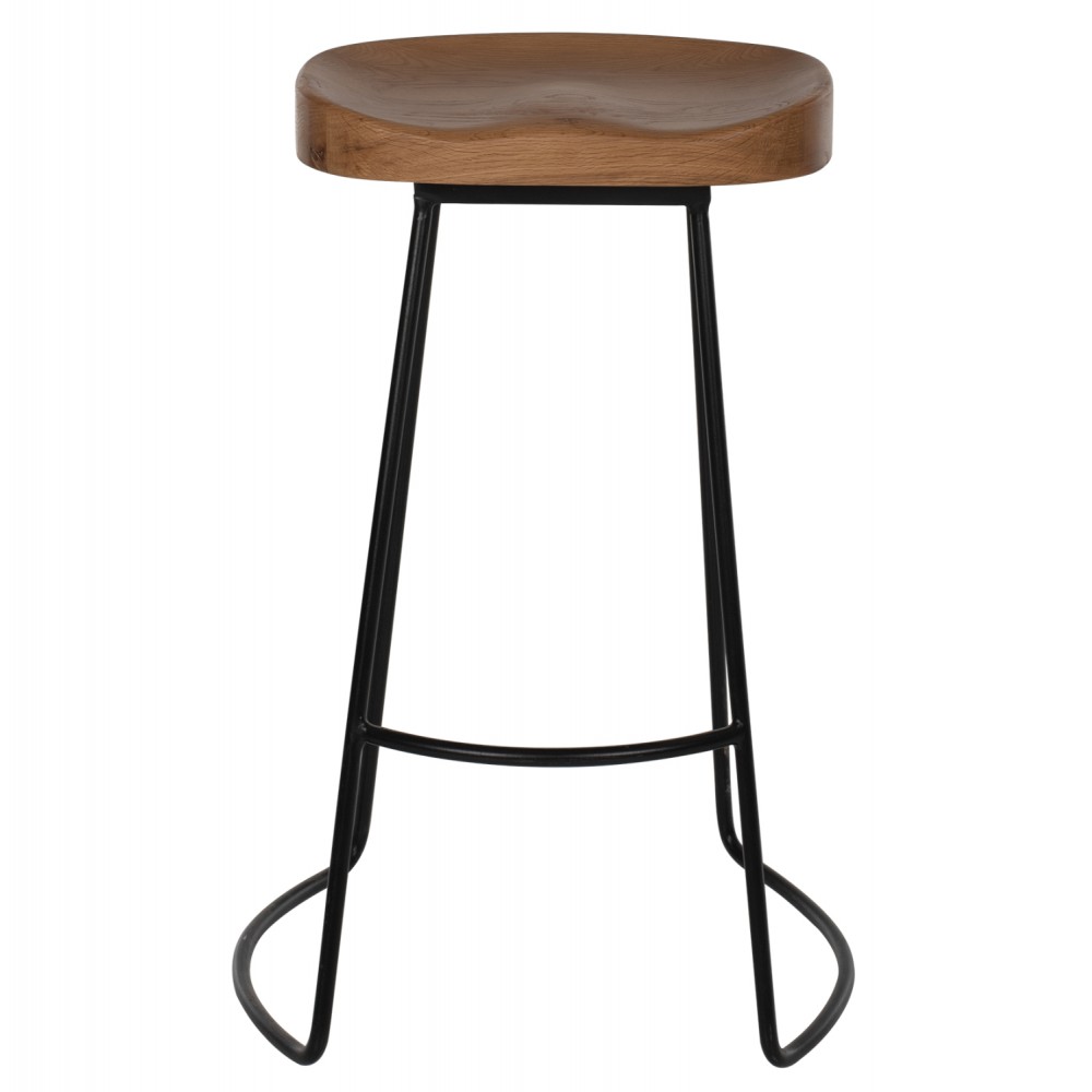 Σκαμπώ μπαρ "ΤΟΟΝ" από ξύλο/μέταλλο σε φυσικό/μαύρο χρώμα 48x40.5x71