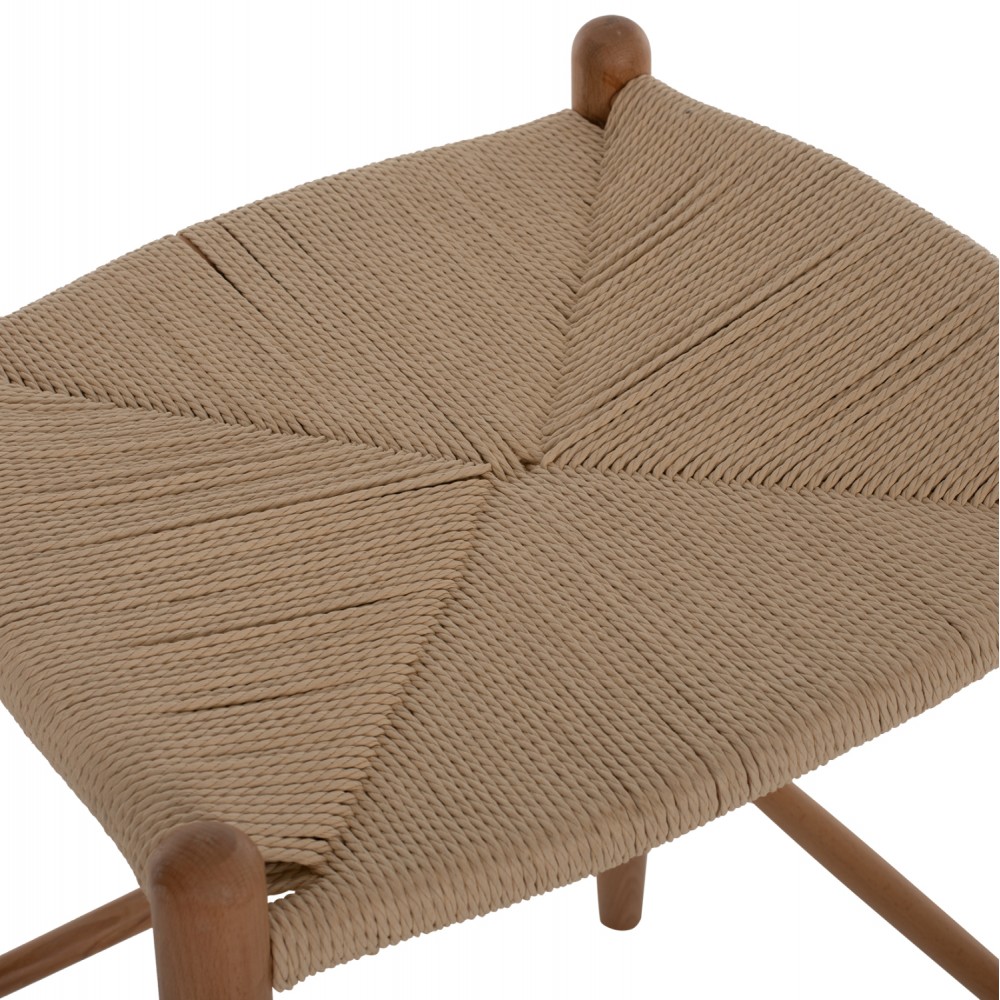 Σκαμπώ μπαρ από ξύλο/σχοινί σε φυσικό χρώμα 53x46x69