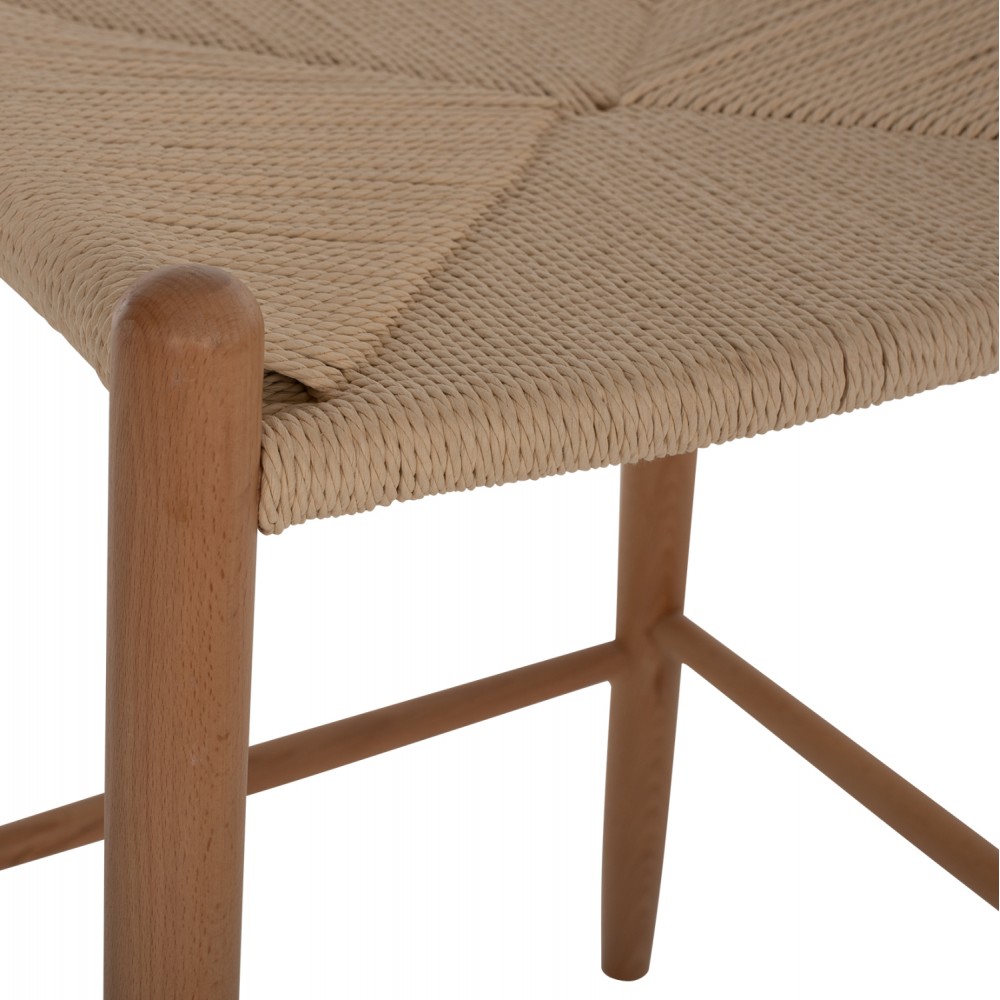 Σκαμπώ μπαρ από ξύλο/σχοινί σε φυσικό χρώμα 53x46x69