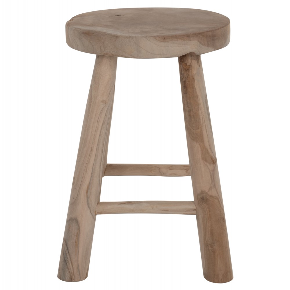 Σκαμπώ μπαρ χαμηλό από ξύλο σε φυσικό χρώμα Φ35x45