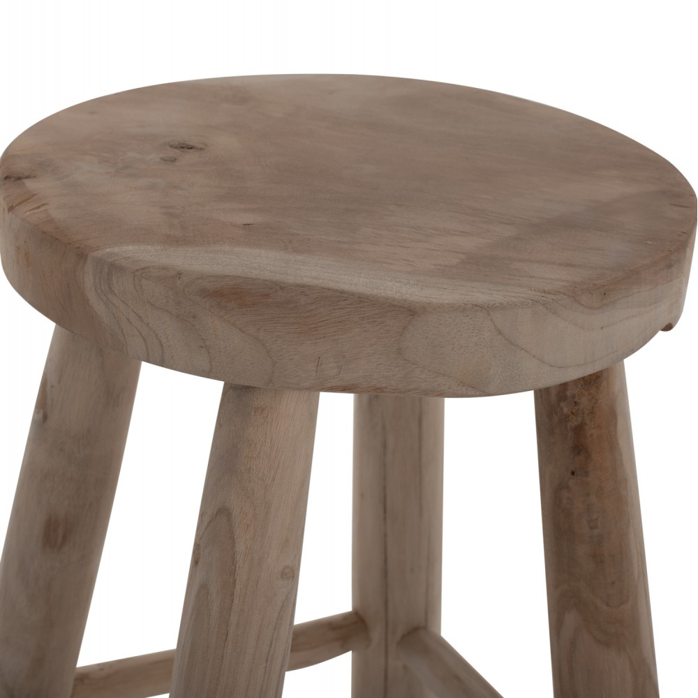 Σκαμπώ μπαρ χαμηλό από ξύλο σε φυσικό χρώμα Φ35x45