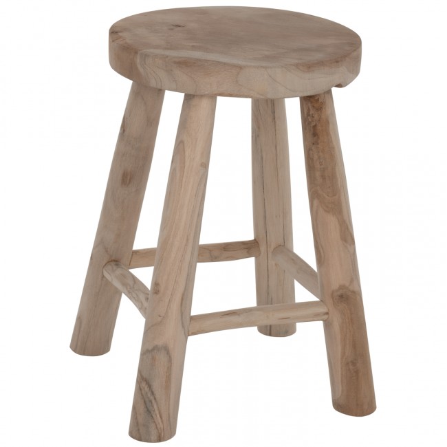 Σκαμπώ μπαρ χαμηλό από ξύλο σε φυσικό χρώμα Φ35x45