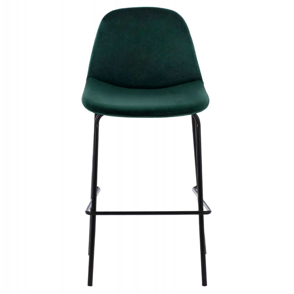 Σκαμπώ μπαρ "VINCENT" από μέταλλο/βελούδο σε μαύρο/κυπαρισσί χρώμα 47x51x96