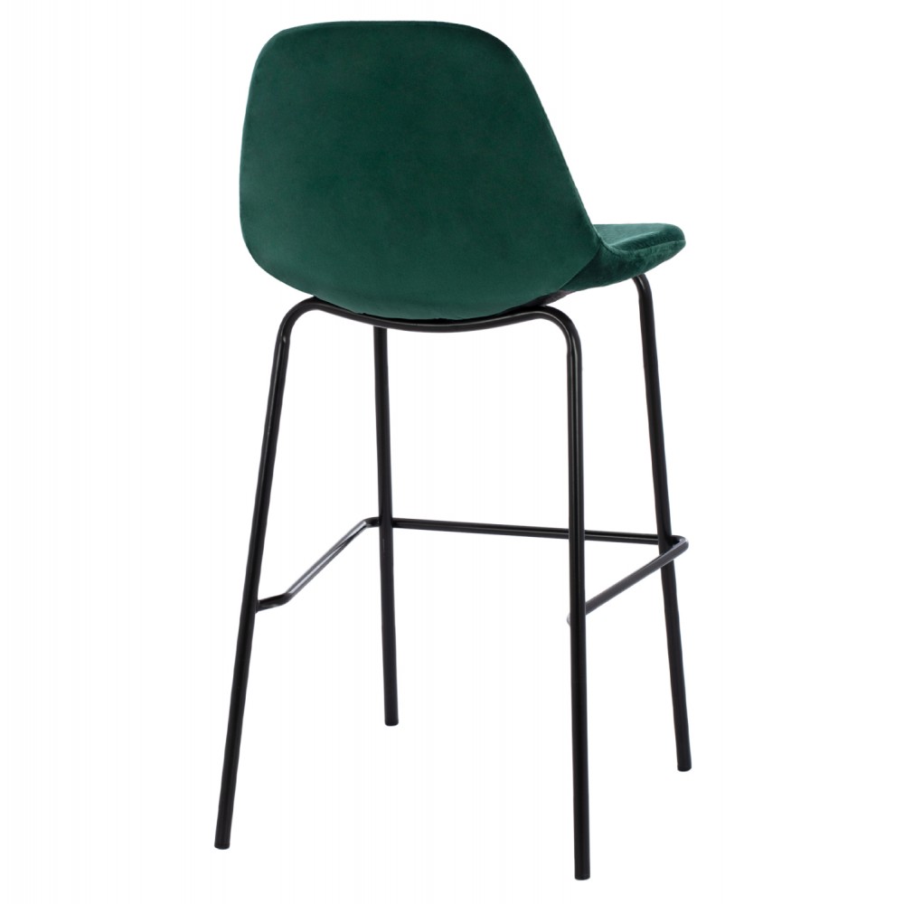 Σκαμπώ μπαρ "VINCENT" από μέταλλο/βελούδο σε μαύρο/κυπαρισσί χρώμα 47x51x96