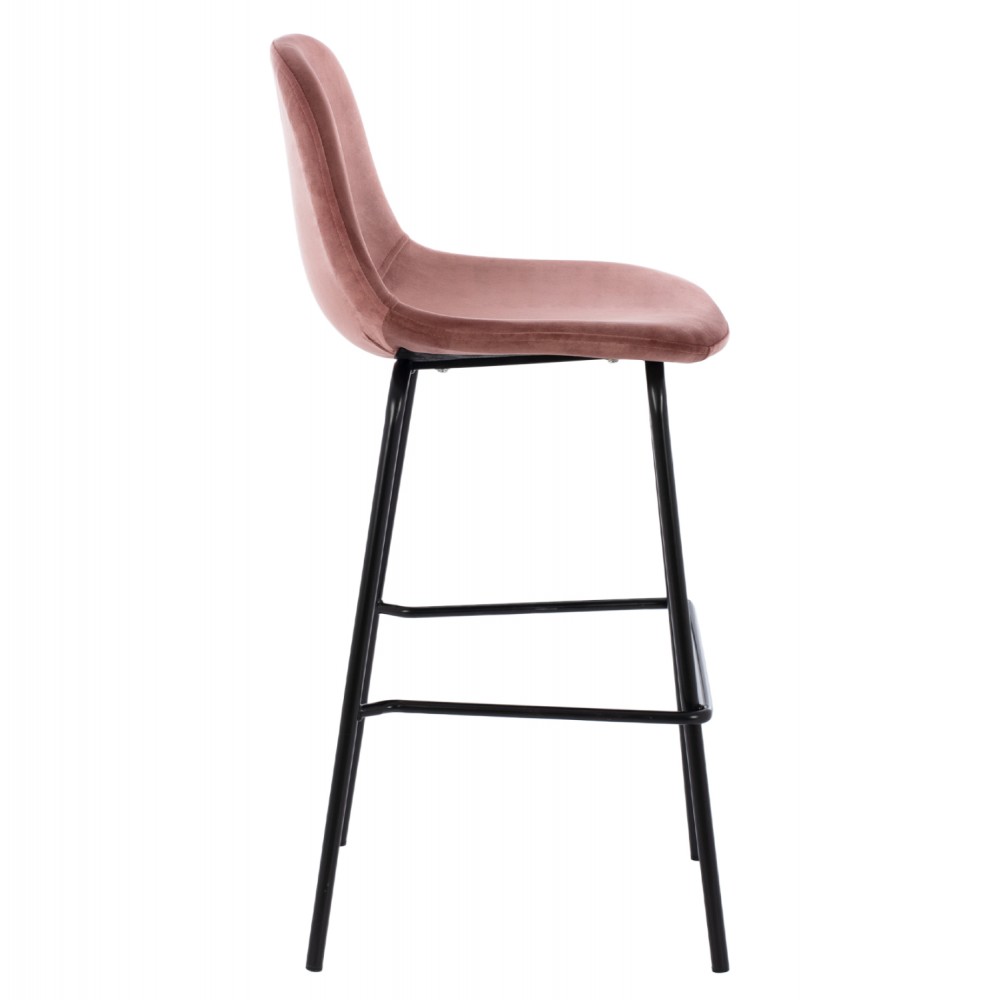 Σκαμπώ μπαρ "VINCENT" από μέταλλο/βελούδο σε μαύρο/σάπιο μήλο χρώμα 47x51x96