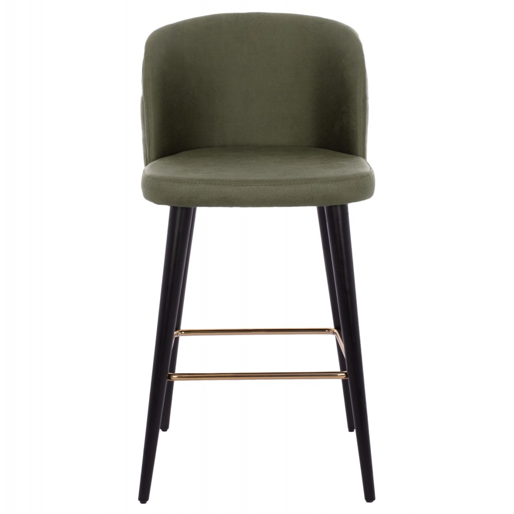 Σκαμπώ μπαρ "MARCELLO" από ξύλο/ύφασμα σε μαύρο/κυπαρισσί χρώμα 50x49.5x101.5