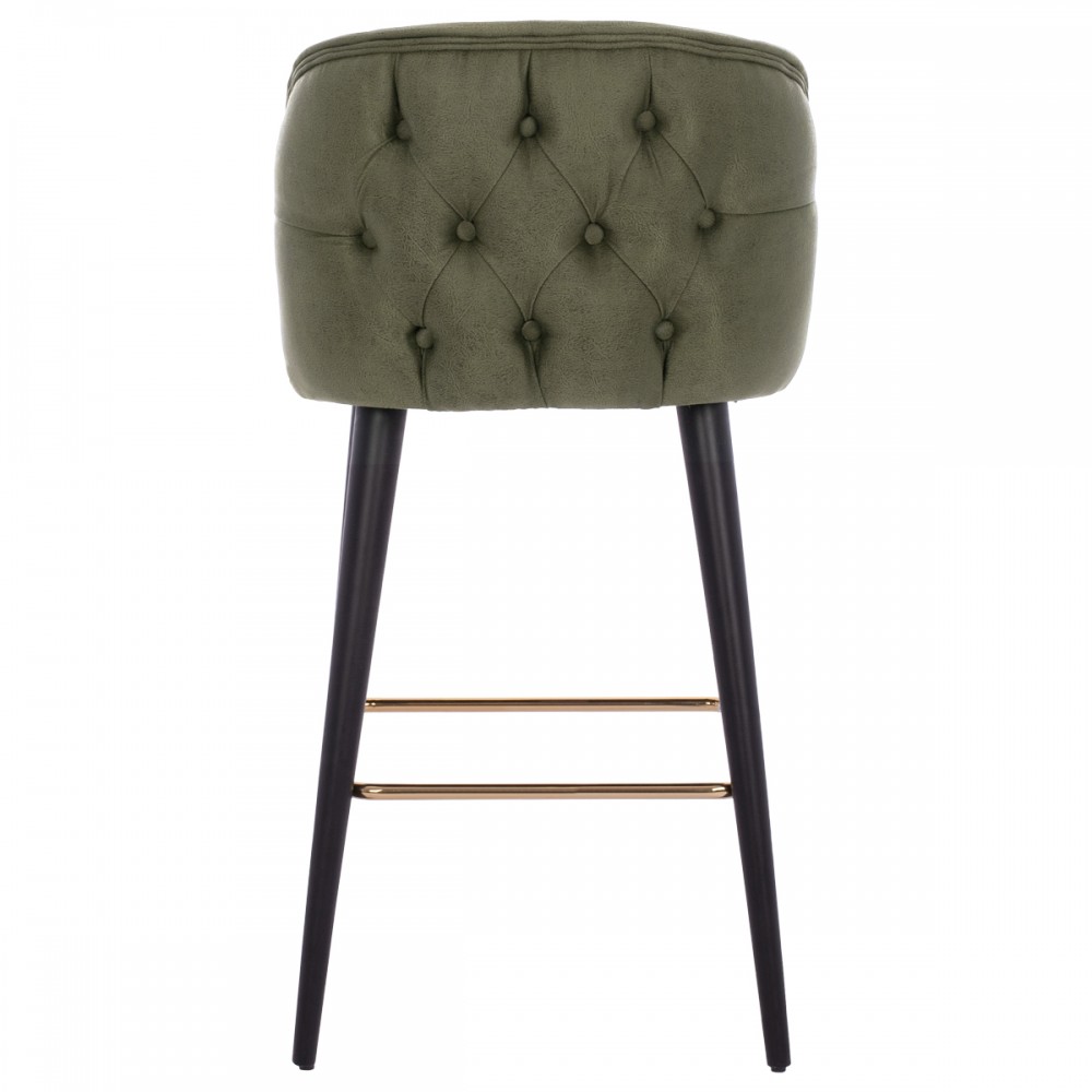 Σκαμπώ μπαρ "MARCELLO" από ξύλο/ύφασμα σε μαύρο/κυπαρισσί χρώμα 50x49.5x101.5