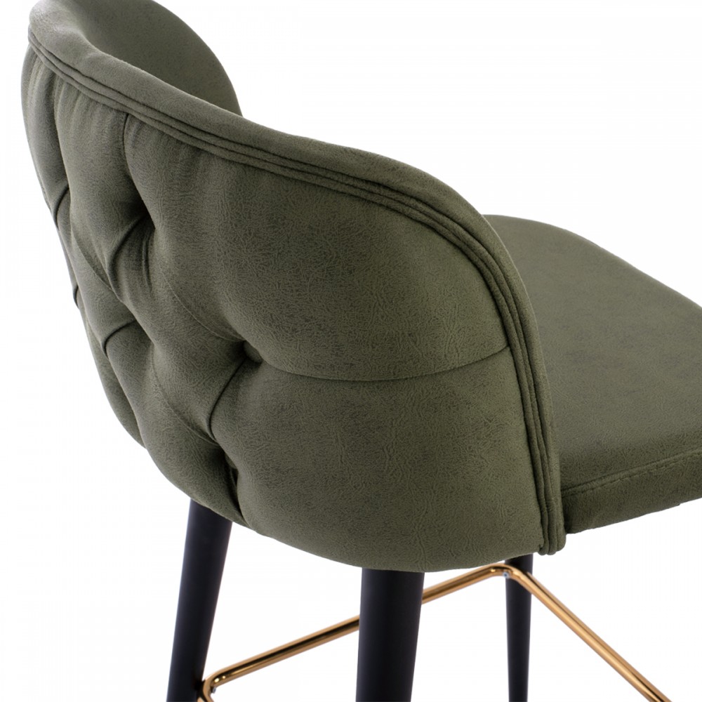 Σκαμπώ μπαρ "MARCELLO" από ξύλο/ύφασμα σε μαύρο/κυπαρισσί χρώμα 50x49.5x101.5