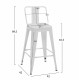 Σκαμπώ μπαρ "MELITA" μεσαίου ύψους από μέταλλο σε λευκό ματ χρώμα 42x42x89,5