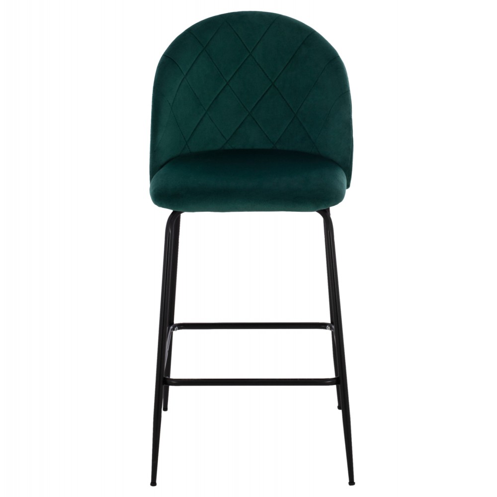 Σκαμπώ μπαρ "ODELL" από μέταλλο/βελούδο σε μαύρο/κυπαρισσί χρώμα 45x53x98