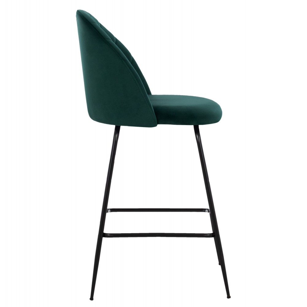 Σκαμπώ μπαρ "ODELL" από μέταλλο/βελούδο σε μαύρο/κυπαρισσί χρώμα 45x53x98