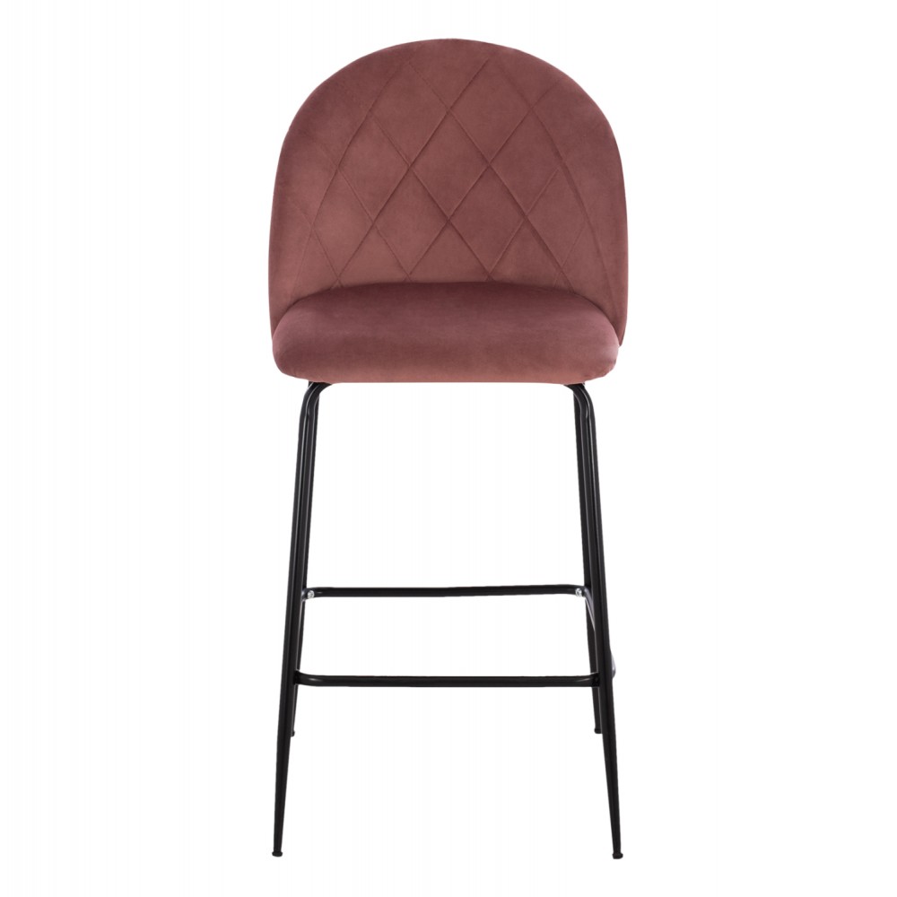 Σκαμπώ μπαρ "ODELL" από μέταλλο/βελούδο σε μαύρο/σάπιο μήλο χρώμα 45x53x98