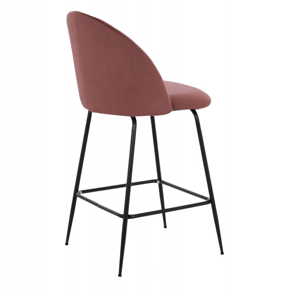 Σκαμπώ μπαρ "ODELL" από μέταλλο/βελούδο σε μαύρο/σάπιο μήλο χρώμα 45x53x98