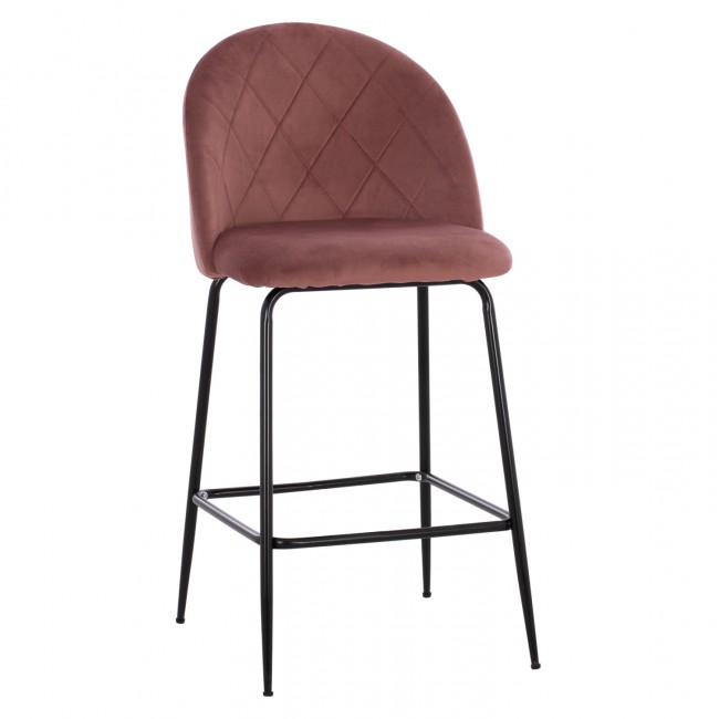 Σκαμπώ μπαρ "ODELL" από μέταλλο/βελούδο σε μαύρο/σάπιο μήλο χρώμα 45x53x98