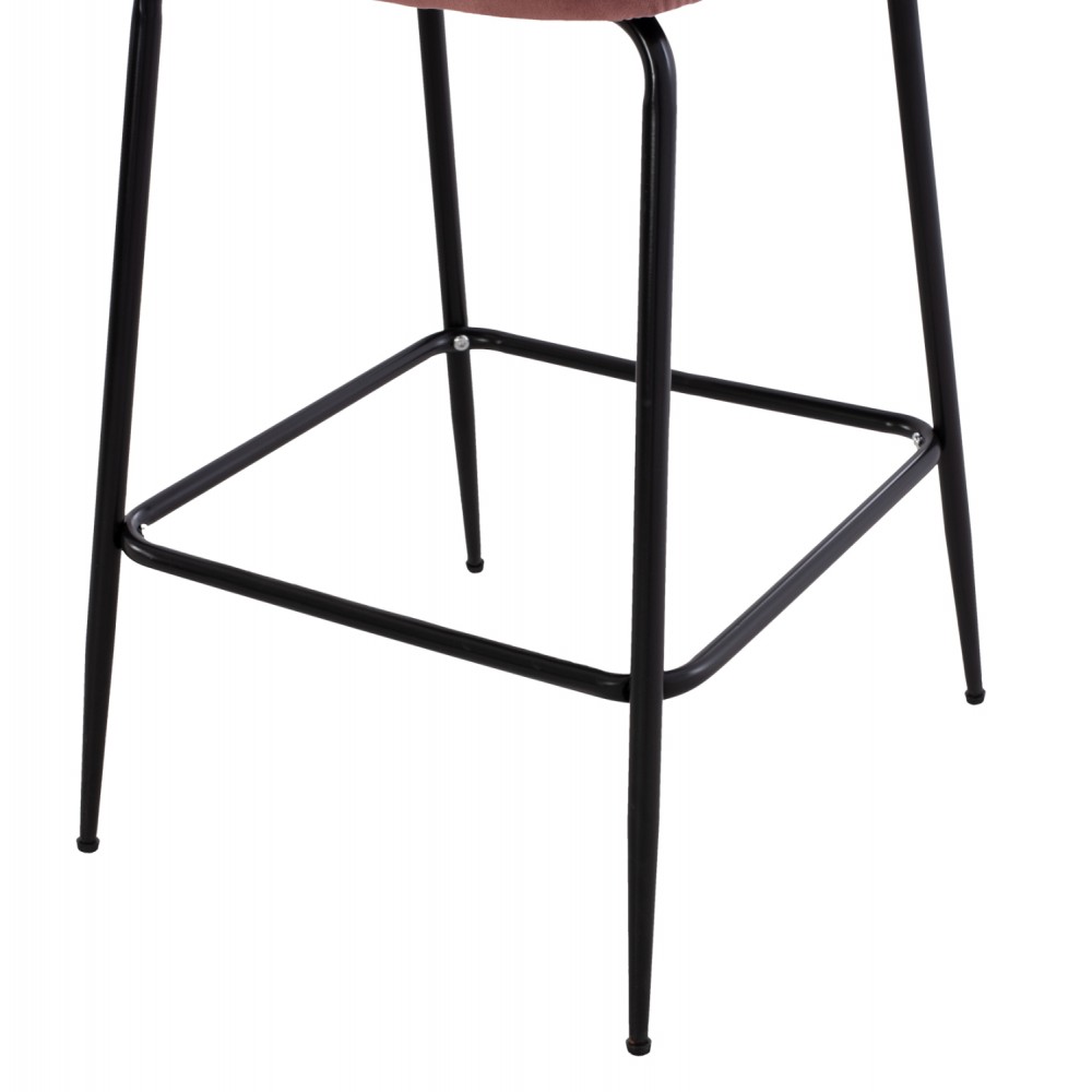 Σκαμπώ μπαρ "ODELL" από μέταλλο/βελούδο σε μαύρο/σάπιο μήλο χρώμα 45x53x98