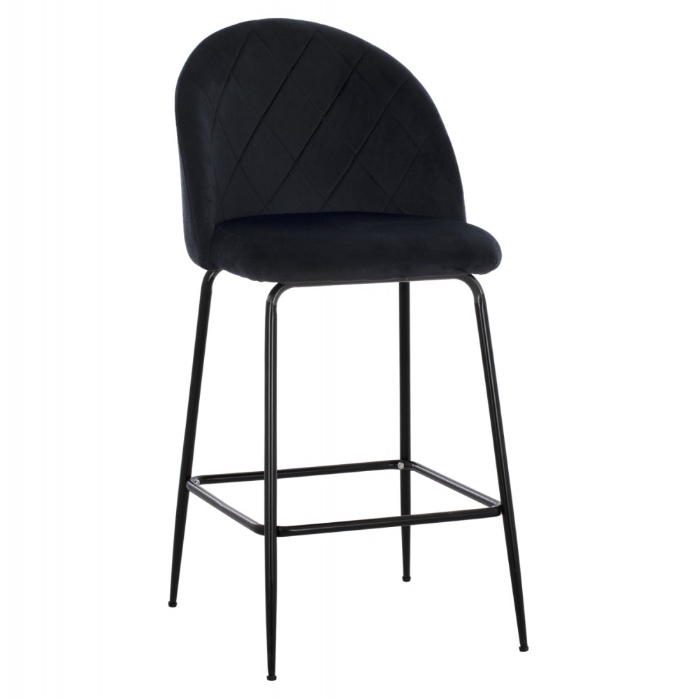 Σκαμπώ μπαρ "ODELL" από μέταλλο/βελούδο σε μαύρο χρώμα 45x53x98