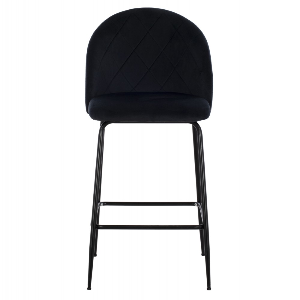 Σκαμπώ μπαρ "ODELL" από μέταλλο/βελούδο σε μαύρο χρώμα 45x53x98