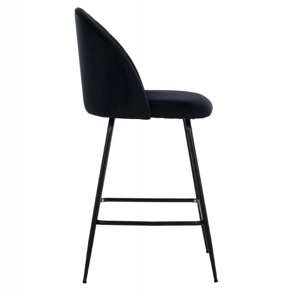 Σκαμπώ μπαρ "ODELL" από μέταλλο/βελούδο σε μαύρο χρώμα 45x53x98