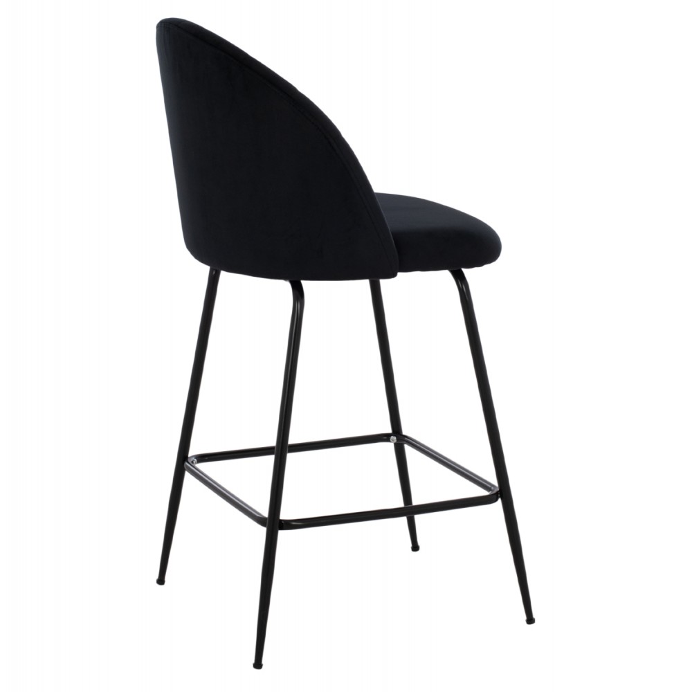 Σκαμπώ μπαρ "ODELL" από μέταλλο/βελούδο σε μαύρο χρώμα 45x53x98