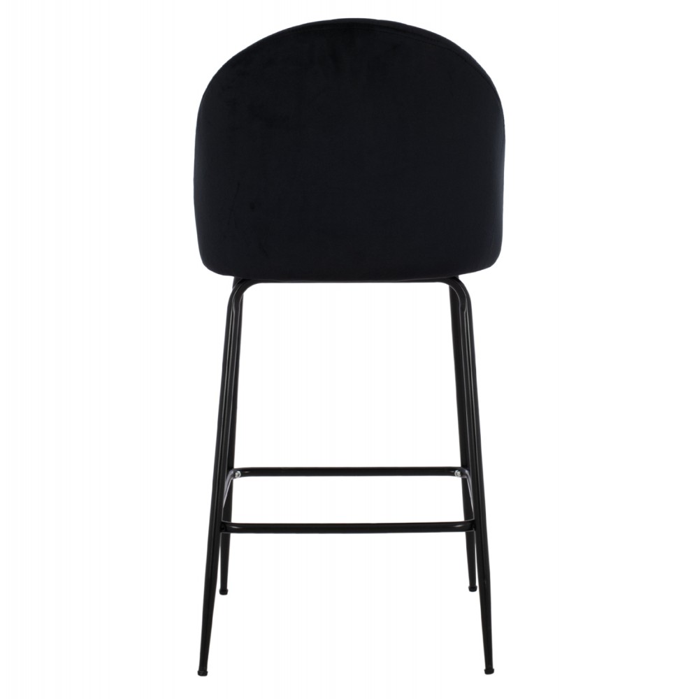 Σκαμπώ μπαρ "ODELL" από μέταλλο/βελούδο σε μαύρο χρώμα 45x53x98