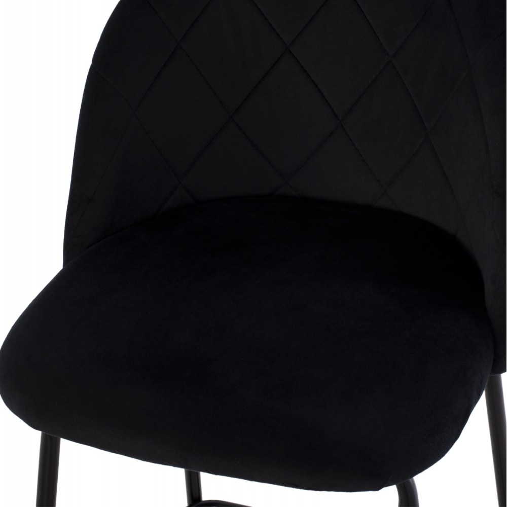 Σκαμπώ μπαρ "ODELL" από μέταλλο/βελούδο σε μαύρο χρώμα 45x53x98