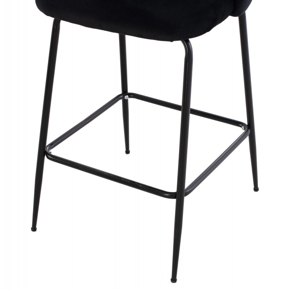 Σκαμπώ μπαρ "ODELL" από μέταλλο/βελούδο σε μαύρο χρώμα 45x53x98