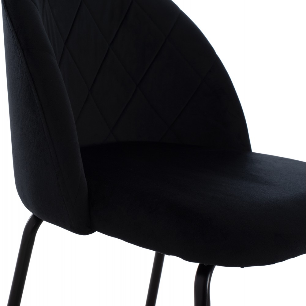 Σκαμπώ μπαρ "ODELL" από μέταλλο/βελούδο σε μαύρο χρώμα 45x53x98