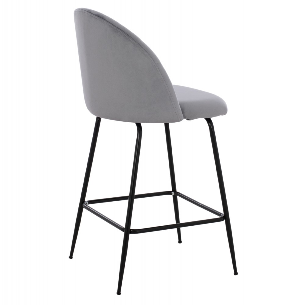 Σκαμπώ μπαρ "ODELL" από μέταλλο/βελούδο σε μαύρο/γκρι χρώμα 45x53x98