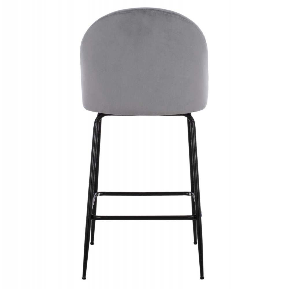 Σκαμπώ μπαρ "ODELL" από μέταλλο/βελούδο σε μαύρο/γκρι χρώμα 45x53x98