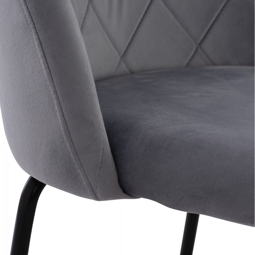 Σκαμπώ μπαρ "ODELL" από μέταλλο/βελούδο σε μαύρο/γκρι χρώμα 45x53x98