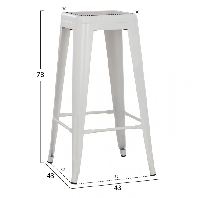 Σκαμπώ μπαρ "MELITA" από μέταλλο σε λευκό χρώμα 43x43x78