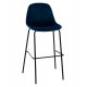 Σκαμπό μπαρ "VINCENT" από μέταλλο/βελούδο σε μαύρο/μπλε χρώμα 56,5x47x106