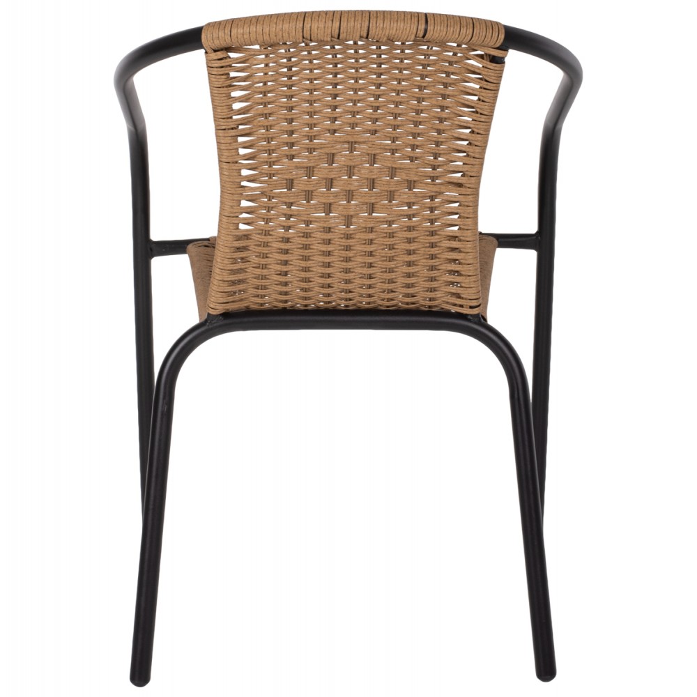Πολυθρόνα εξωτερικού χώρου "CAMEL" από μέταλλο/wicker σε μαύρο/μπεζ χρώμα 50x55x73