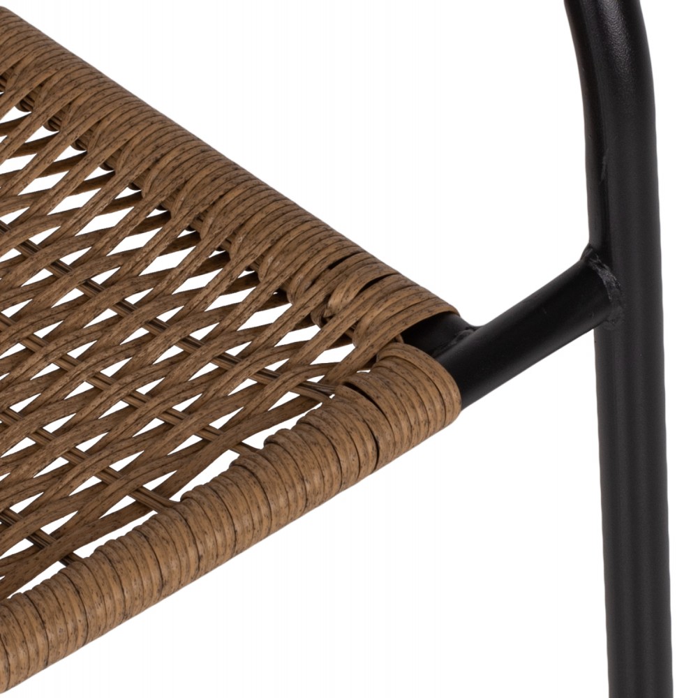 Πολυθρόνα εξωτερικού χώρου "CAMEL" από μέταλλο/wicker σε μαύρο/μπεζ χρώμα 50x55x73