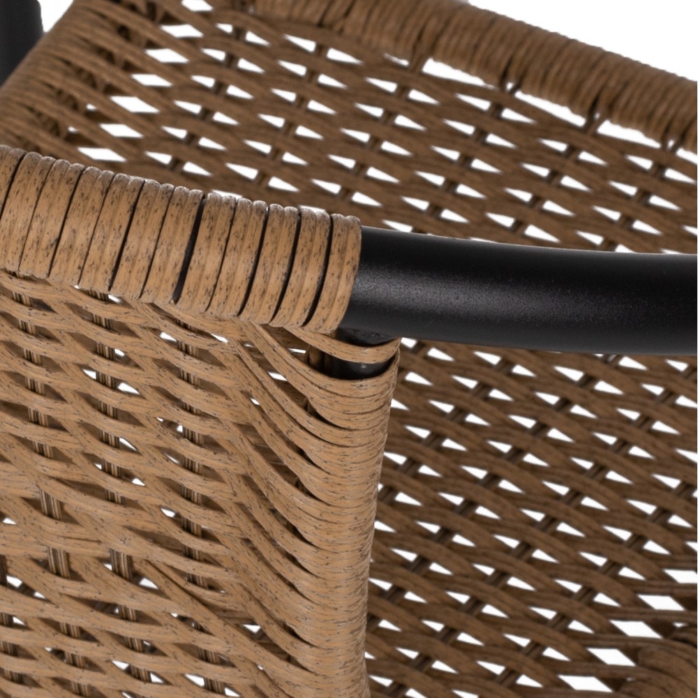 Πολυθρόνα εξωτερικού χώρου "CAMEL" από μέταλλο/wicker σε μαύρο/μπεζ χρώμα 50x55x73