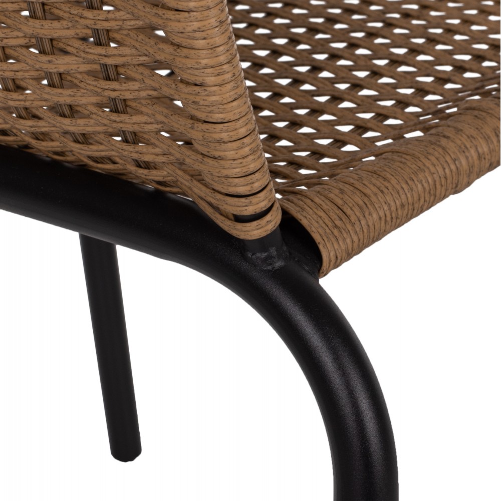 Πολυθρόνα εξωτερικού χώρου "CAMEL" από μέταλλο/wicker σε μαύρο/μπεζ χρώμα 50x55x73