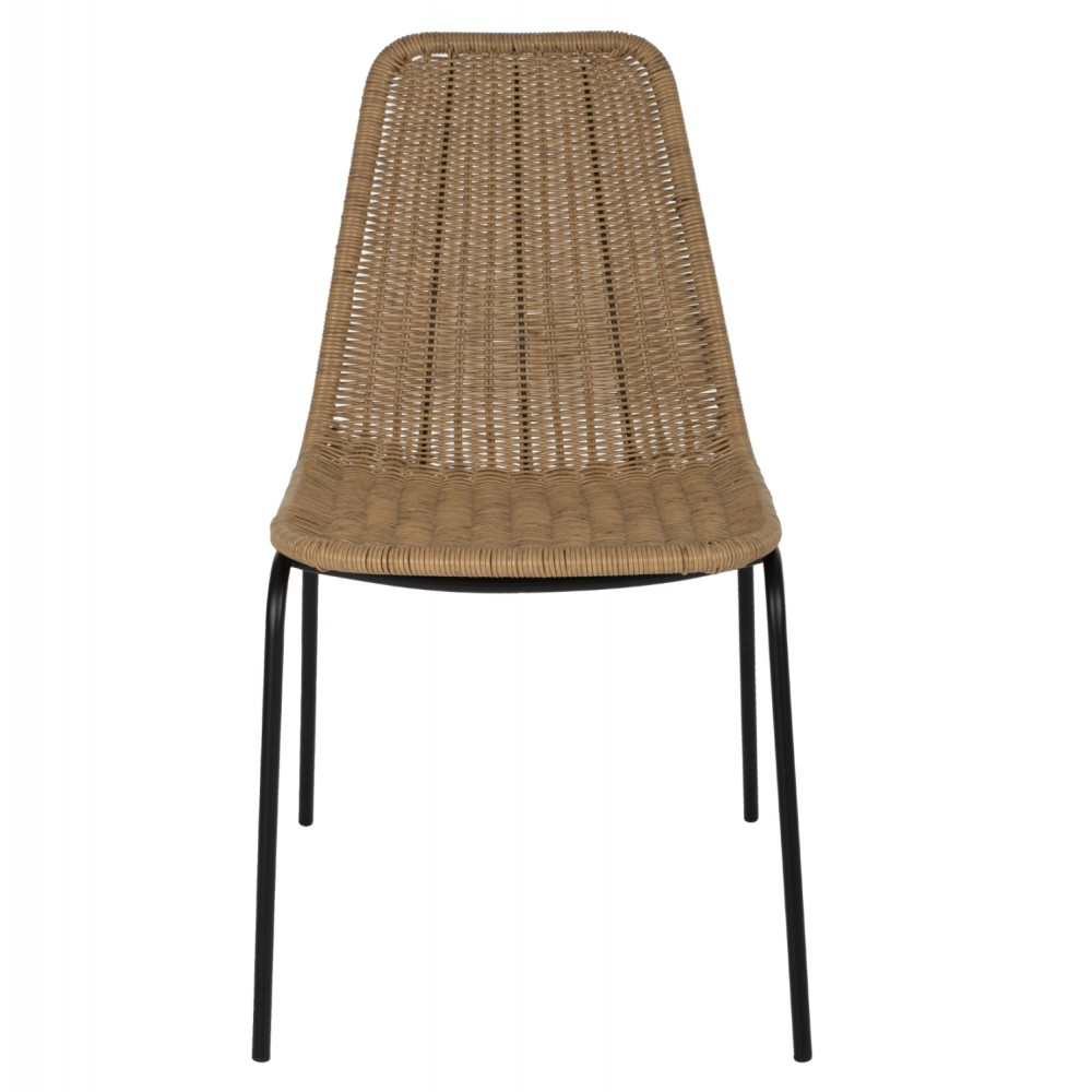 Καρέκλα από μέταλλο/rattan σε μαύρο/φυσικό χρώμα 43.5x63x82