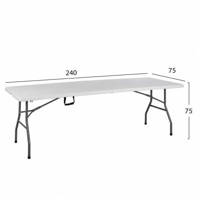 Τραπέζι-βαλίτσα catering πτυσσόμενο σε λευκό χρώμα 240x75x75