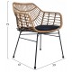 Πολυθρόνα από μέταλλο/rattan σε μαύρο/μπεζ χρώμα 59x61x75