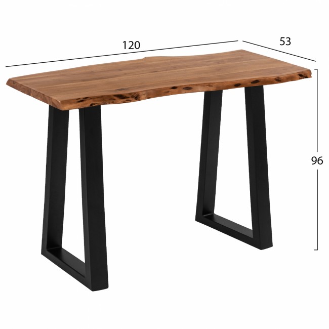 Τραπέζι μπαρ "MONTANA" από ξύλο-μέταλλο σε φυσικό-μαύρο χρώμα 120x53x96