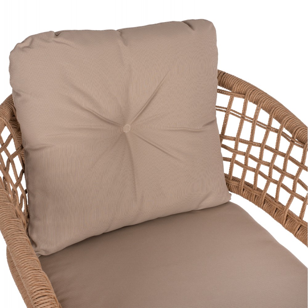 Πολυθρόνα από αλουμίνιο/rattan σε μόκα/μπεζ χρώμα 60x56x84