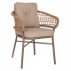 Πολυθρόνα από αλουμίνιο/rattan σε μόκα/μπεζ χρώμα 60x56x84