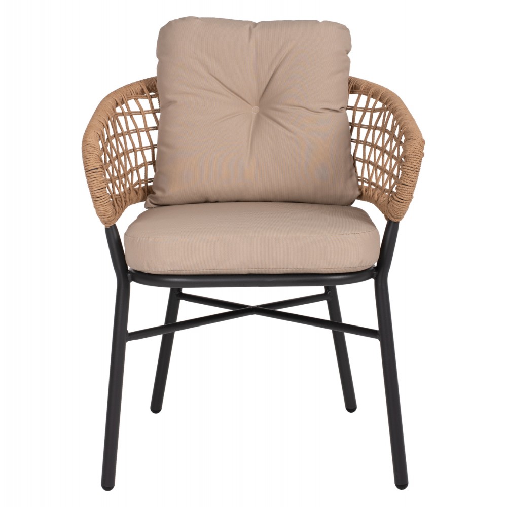 Πολυθρόνα από αλουμίνιο/rattan σε ανθρακί/μπεζ χρώμα 60x56x84