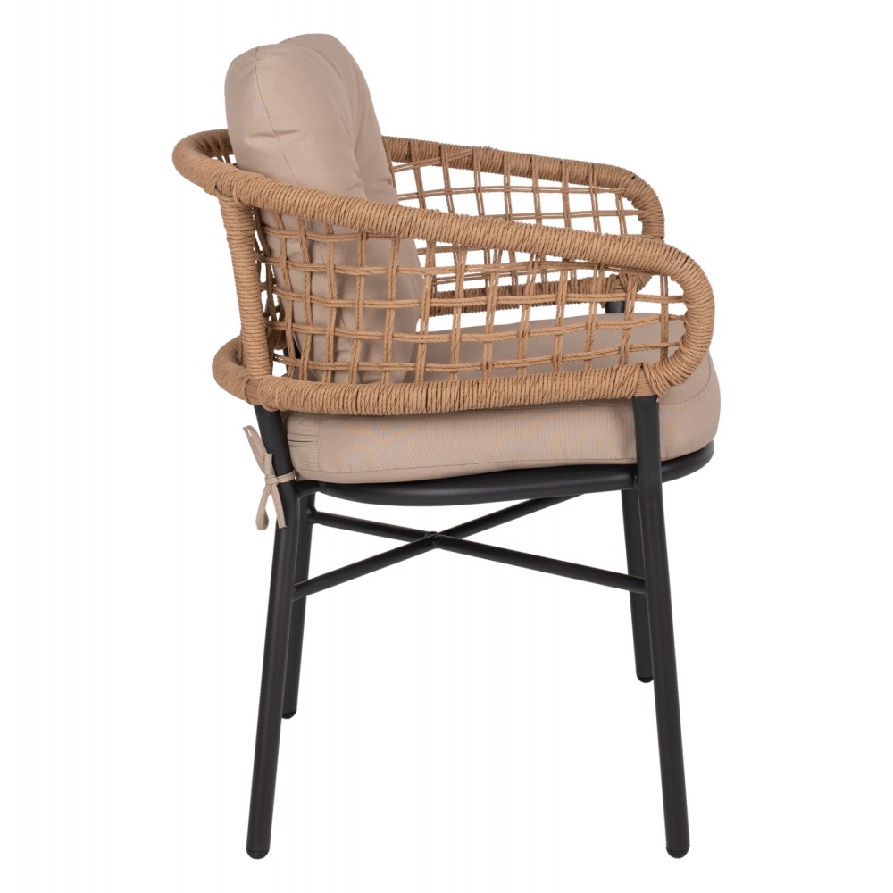 Πολυθρόνα από αλουμίνιο/rattan σε ανθρακί/μπεζ χρώμα 60x56x84