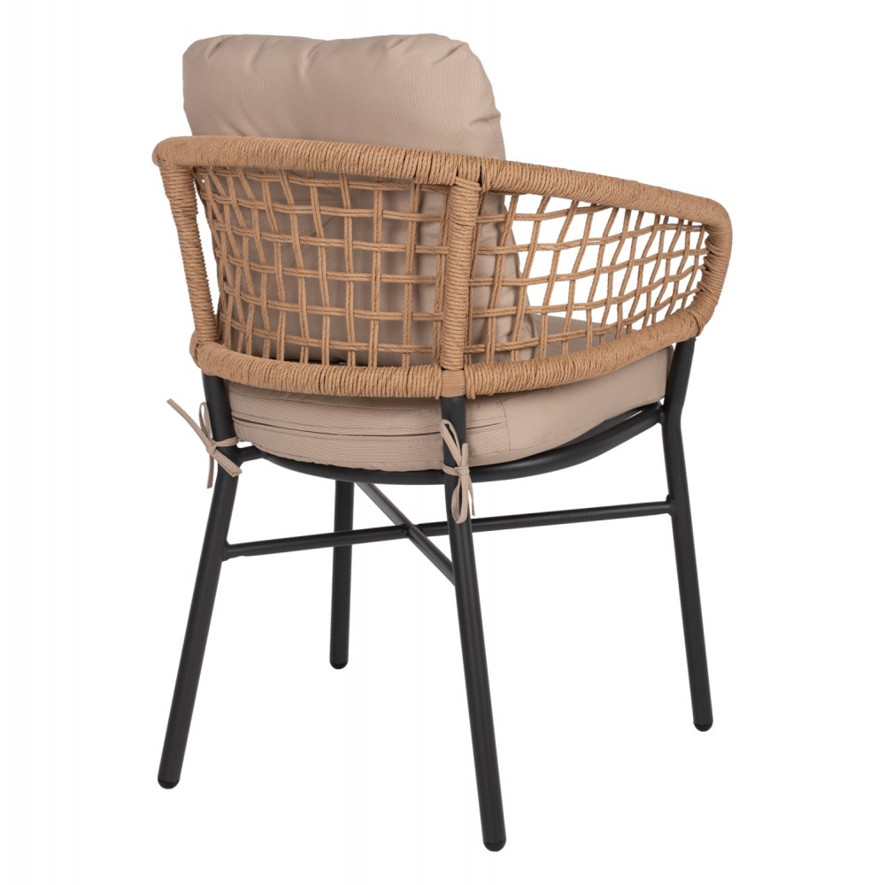 Πολυθρόνα από αλουμίνιο/rattan σε ανθρακί/μπεζ χρώμα 60x56x84